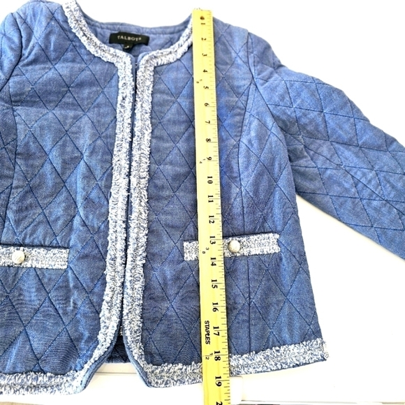 Talbots Fringe Quilted Chambray Jacket Size 4 EUC (Runs small) - Picture 10 of 15